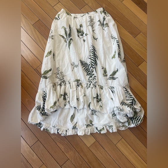 Anthropologie High-Low Bubble Skirt | Green Fern Botanical Print/Cotton/Medium - Picture 5 of 14